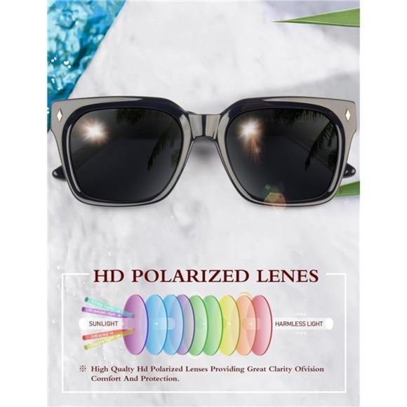 ? Polarized  Sunglasses for Women: UV Protection Womens and Mens Square Shades